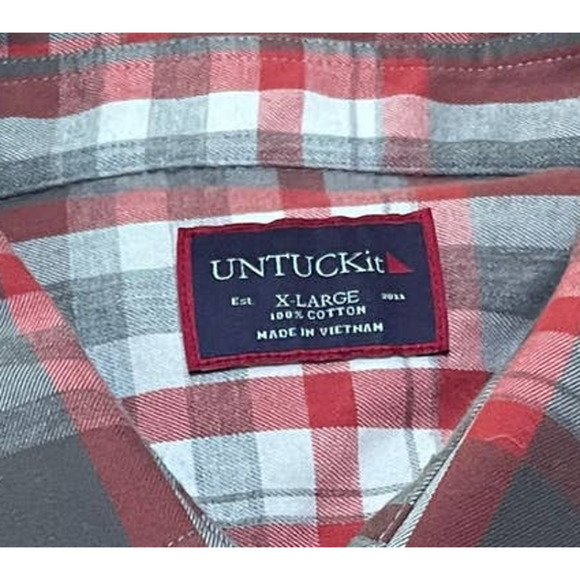 UNTUCKit Lightweight Button Front Plaid Shirt - XL - Picture 3 of 9